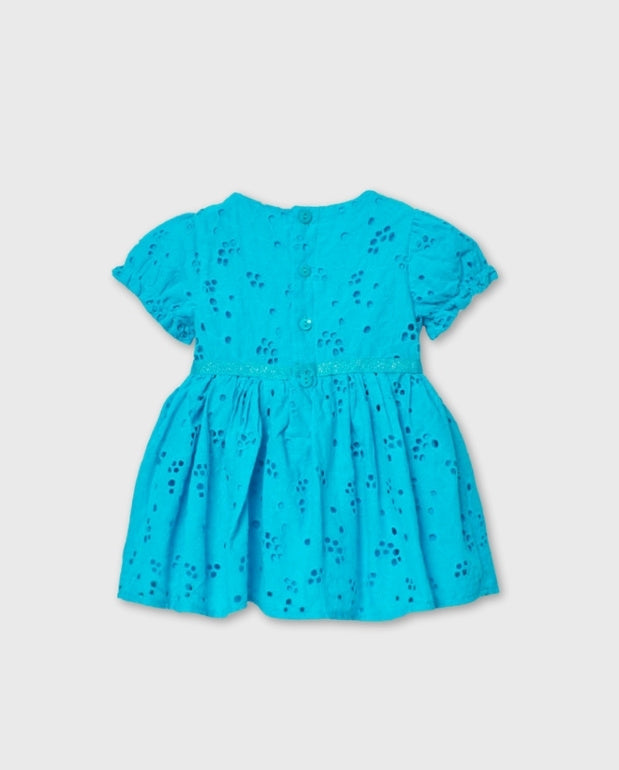 Vestido Ojalillo Bordado Azul Boboli Blue