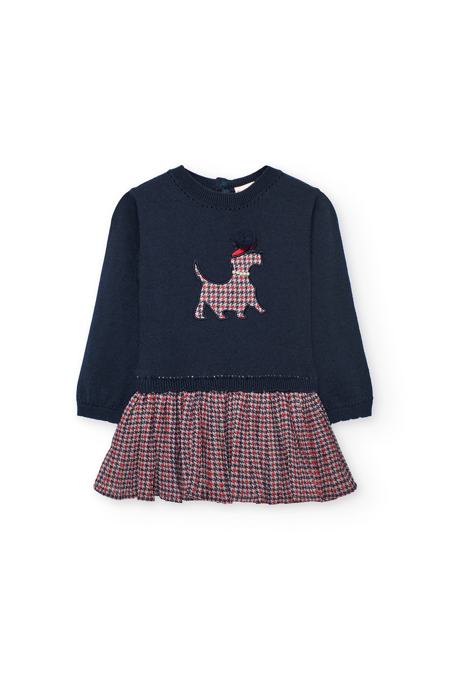 Vestido azul marino niña Boboli con detalles de perro