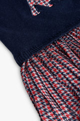 Vista trasera vestido manga larga navy Boboli