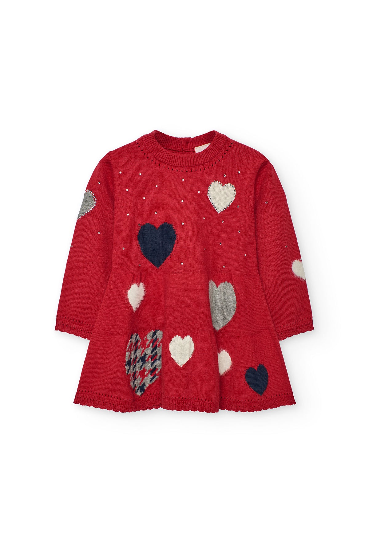Vestido de niña rojo Boboli con corazones