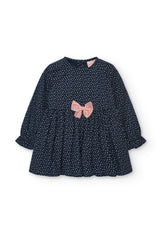 Vestido Manga Larga Puntos Navy Boboli