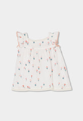Vestido Bordado Tulipanes Blanco Boboli estilo