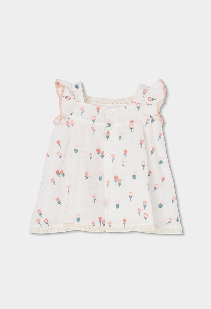 Vestido Bordado Tulipanes Blanco Boboli estilo