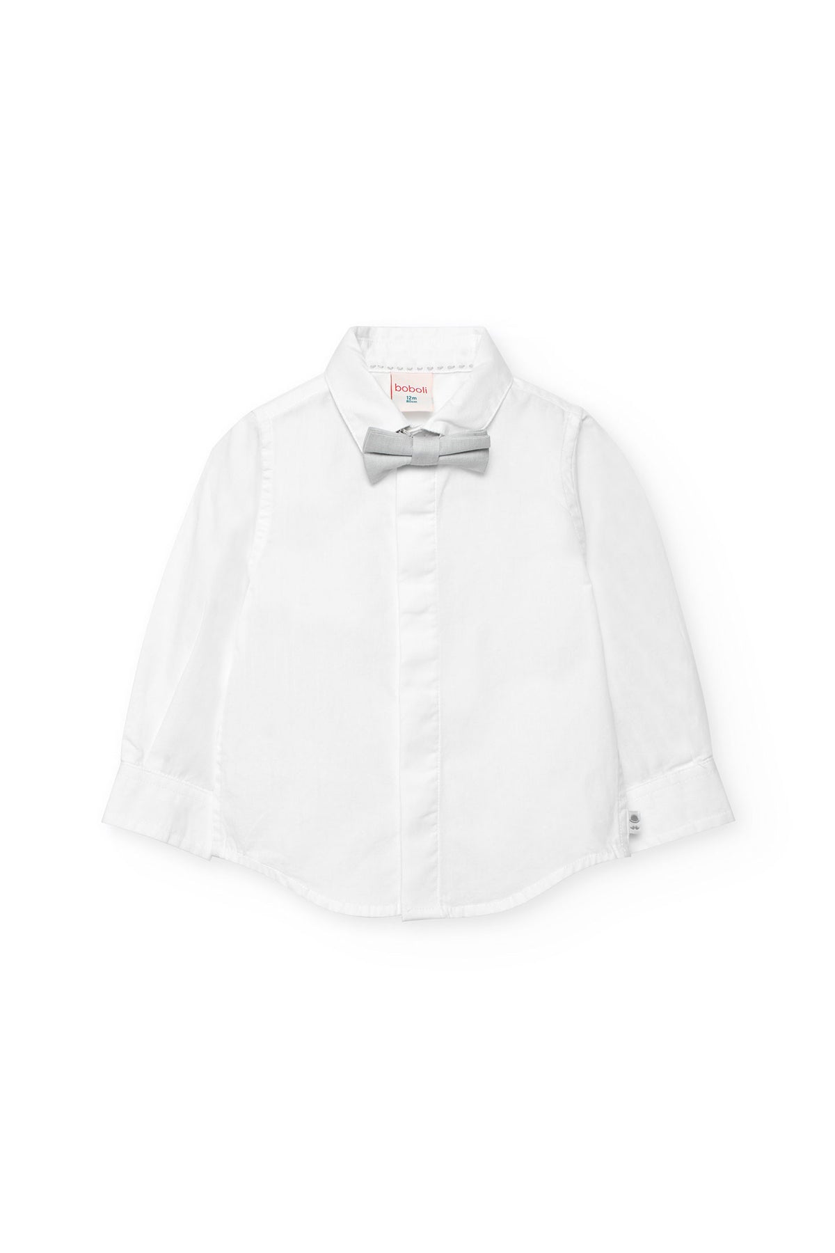 Camisa Manga Larga con Corbatín Blanco Boboli 
