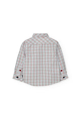 Camisa Manga Larga Cuadros Azul Rojo Boboli Diseño