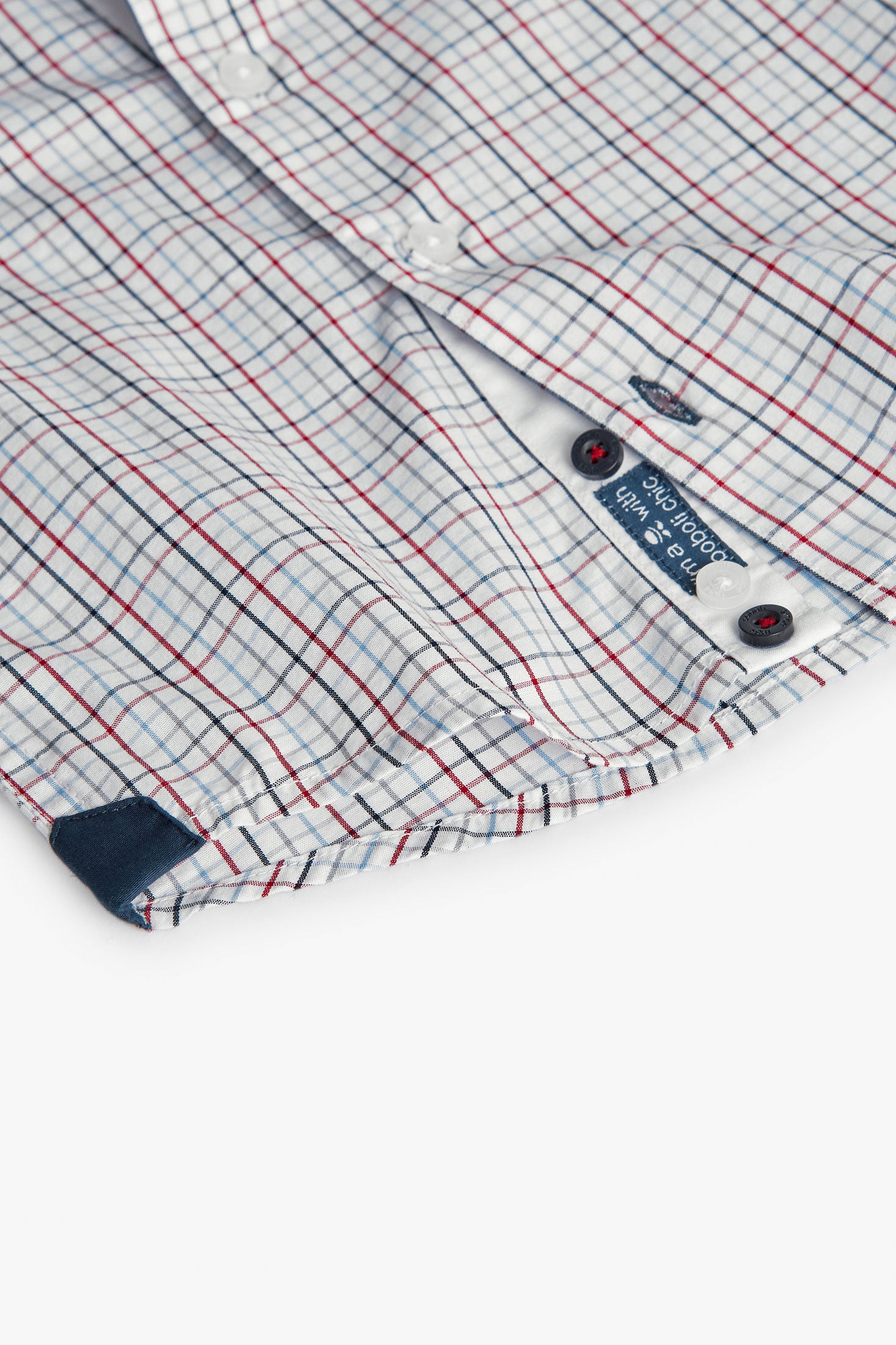 Camisa Manga Larga Cuadros Azul Rojo Boboli Estilo