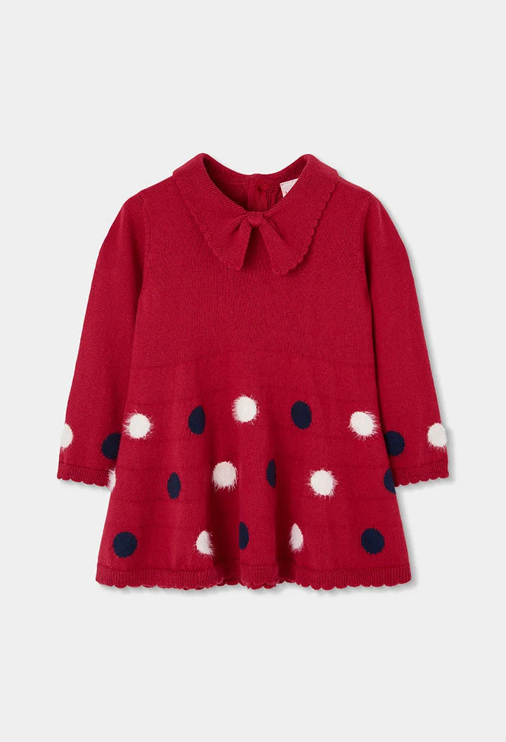 Vestido Tejido Cuello Moño Rojo Boboli