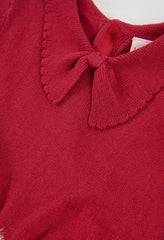 Vestido Tejido Cuello Moño Rojo Boboli