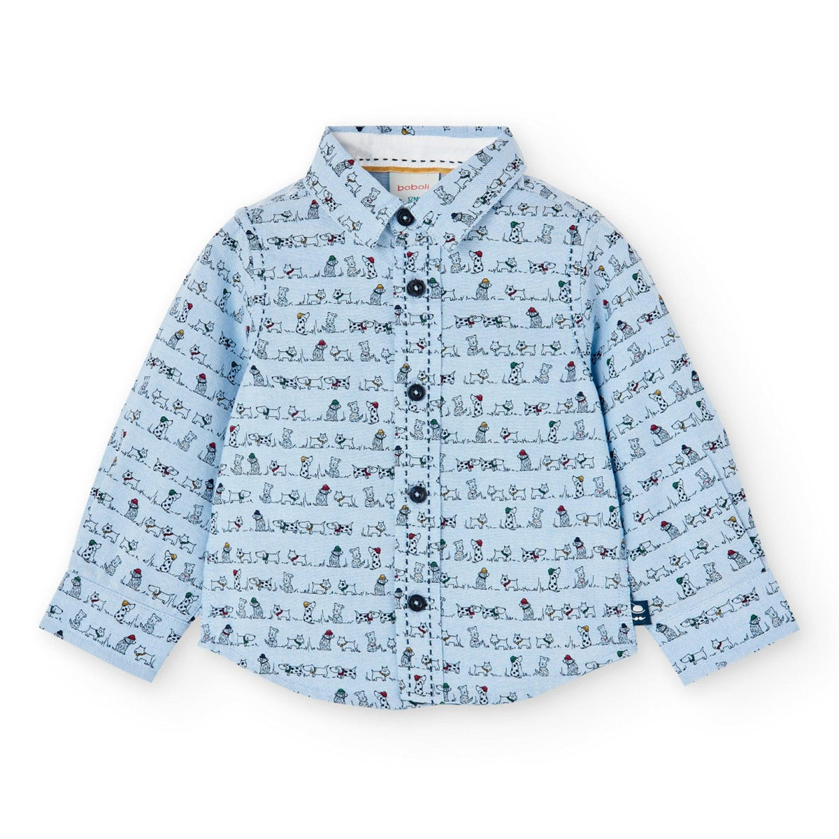 Camisa Manga Larga Perrito Azul