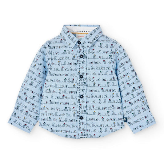 Camisa Manga Larga Perrito Azul