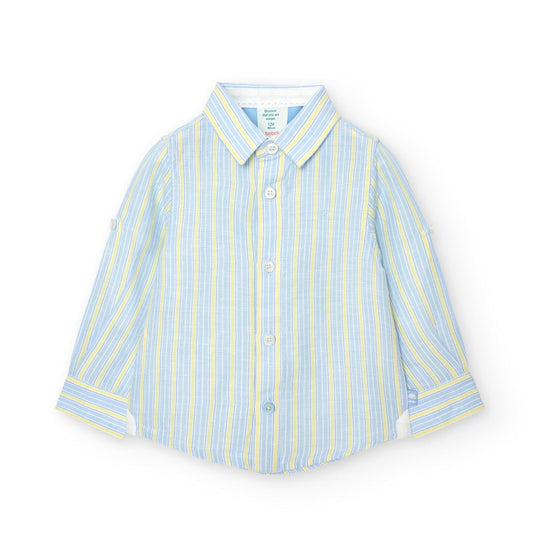 Camisa Manga Larga Rayas Azul