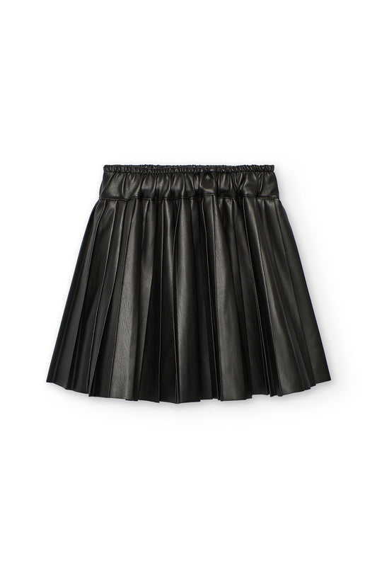 Falda Polipiel Plisada Negro Boboli