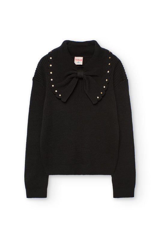 Blusa Manga Larga Cuello Moño Negro Boboli