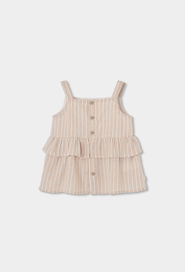 Conjunto Short Rayas Volantes Beige Boboli estilo 