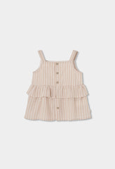 Conjunto Short Rayas Volantes Beige Boboli estilo 