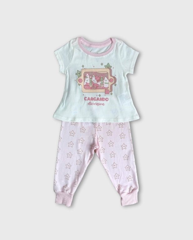 Pijama Bebé Niña Pantalon Estrellas Pink
