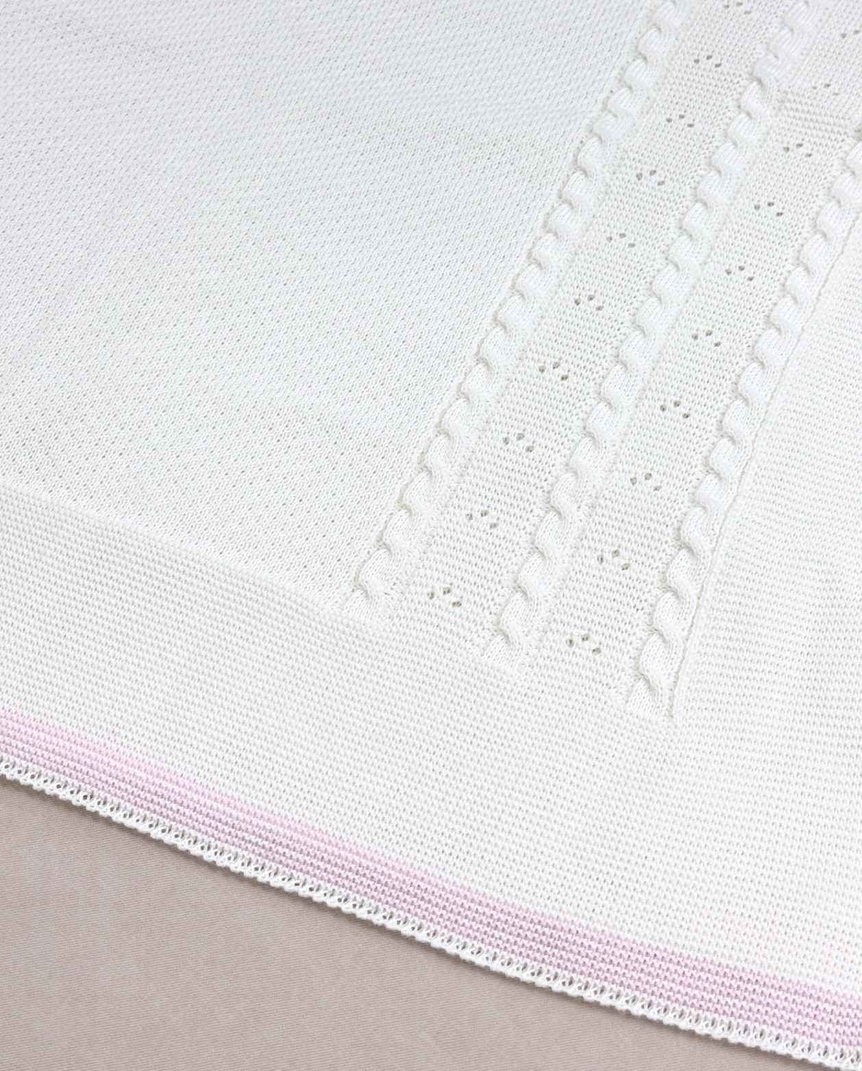 Set Primer Día Tejido Enterizo 100% Algodón Detalles Rosa Cobija