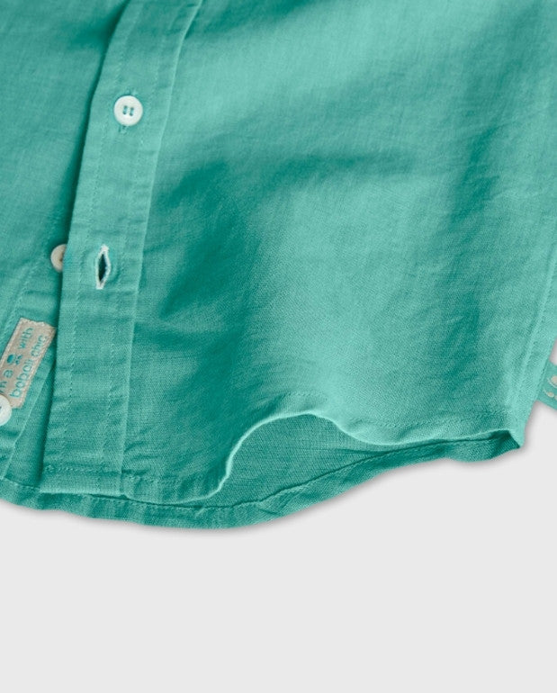 Camisa Manga Larga Lino Verde Boboli Detalle