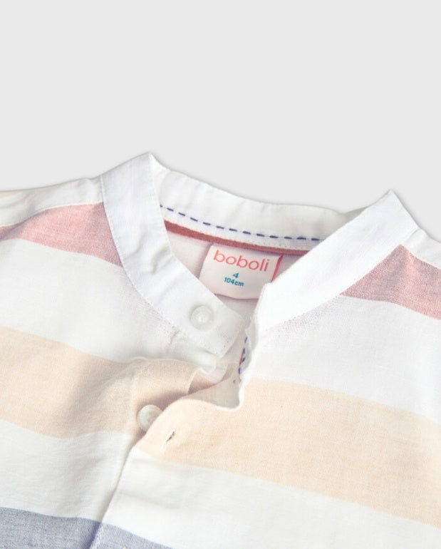 Camisa Manga Larga Rayas Boboli Detalle