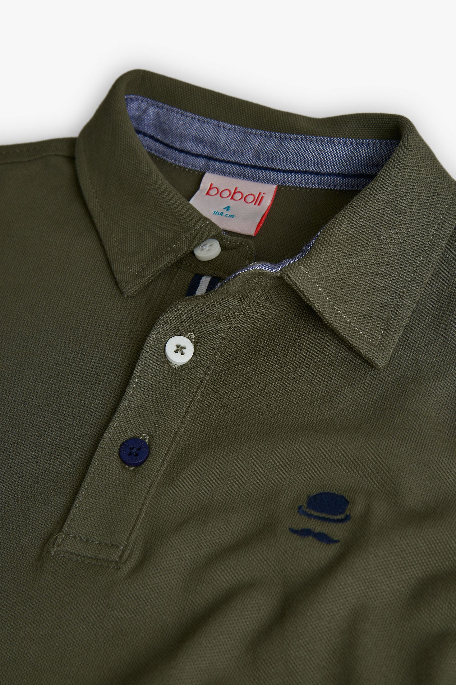 Polo Manga Larga Verde Oliva Boboli Detalle