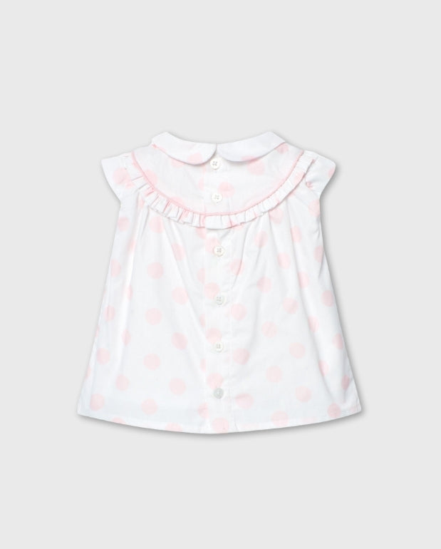 Vestido Cuellos Puntos Rosa Boboli Moño