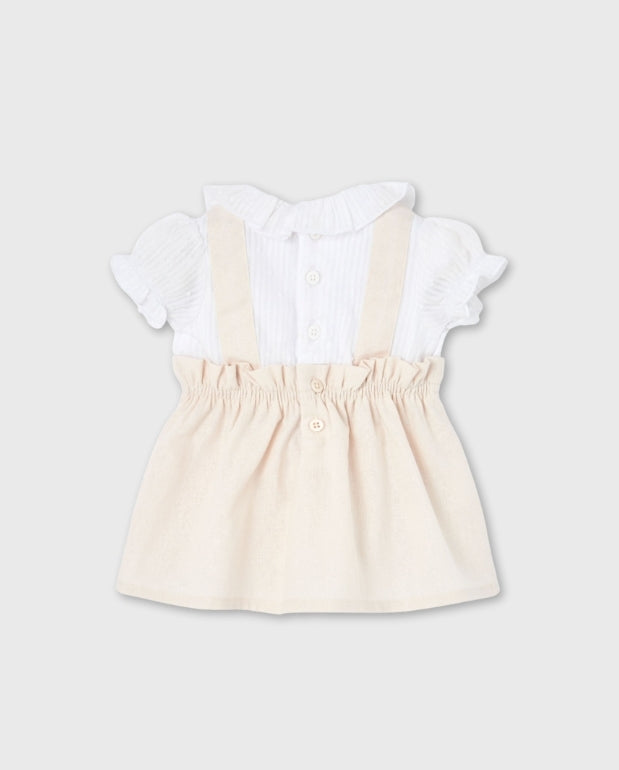 Vestido Combinado Cuello Beige Boboli Niña