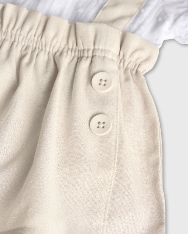 Vestido Combinado Cuello Beige Boboli Boton