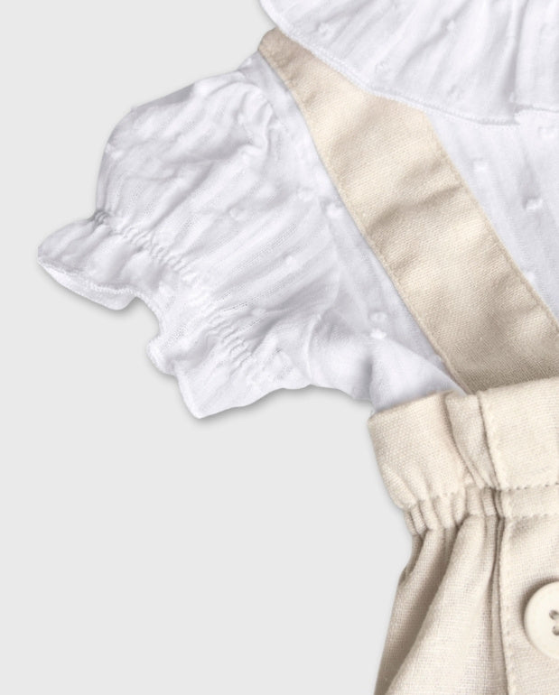 Vestido Combinado Cuello Beige Boboli Detalle