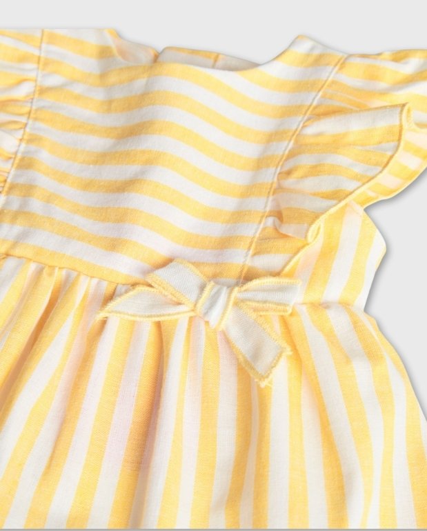 Vestido Rayas Moño Amarillo Boboli Detalle