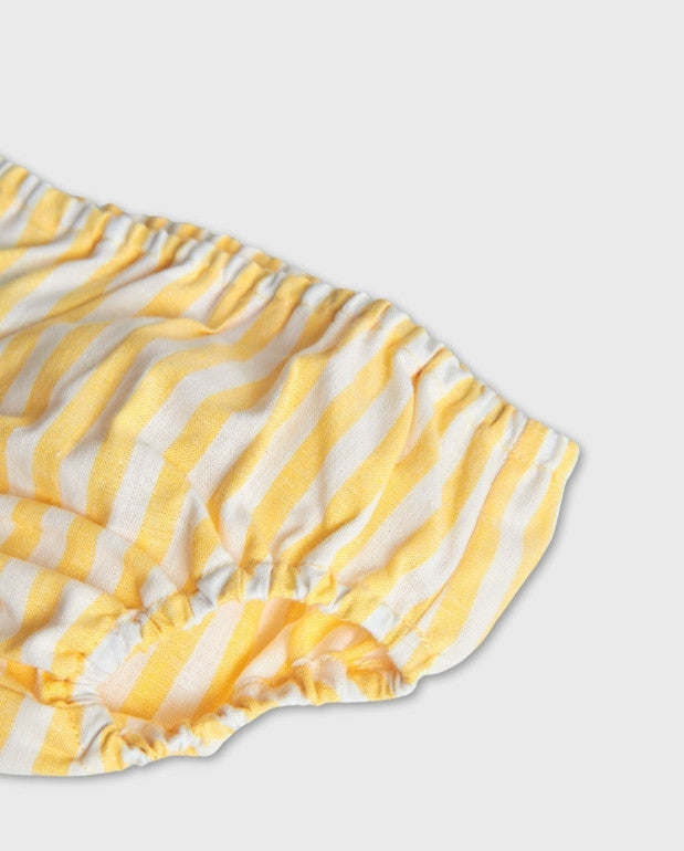 Vestido Rayas Moño Amarillo Boboli Panty