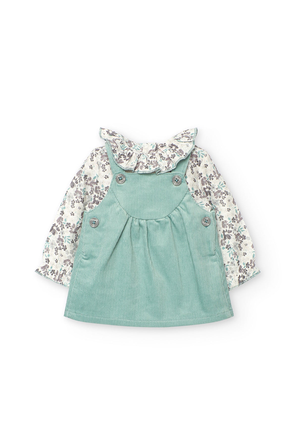 Vestido Pana Flores Verde Menta Boboli 