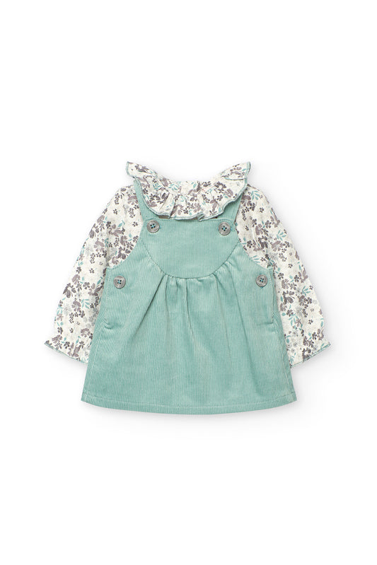 Vestido Pana Flores Verde Menta Boboli 