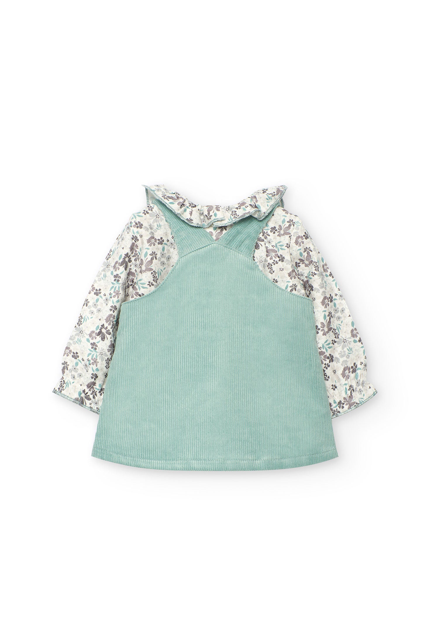 Vestido Pana Flores Verde Menta Boboli Diseño