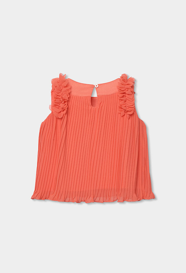 Conjunto Short Plisado Naranja Boboli blusa