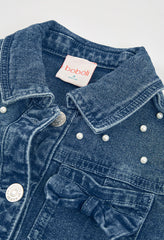 Chaqueta Detalle Perlas Denim Oscuro Boboli detalle
