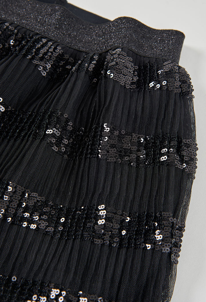 Conjunto Falda Tul Lentejuelas Negro Boboli detalle