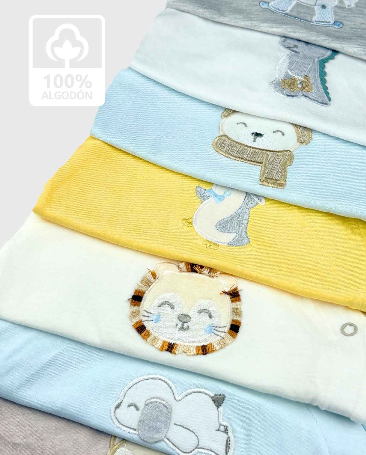 Semanario Algodón 24 Piezas Animales Niño Leon oso dinosaurio 