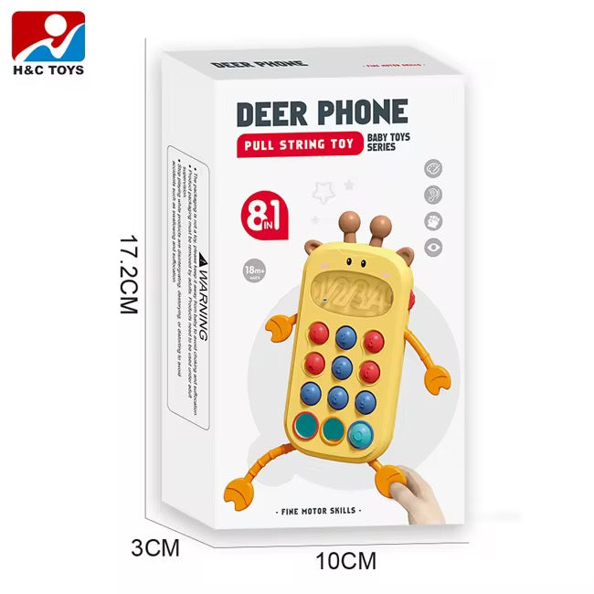 Celular Didáctico 8 en 1 Estimulación caja medidas