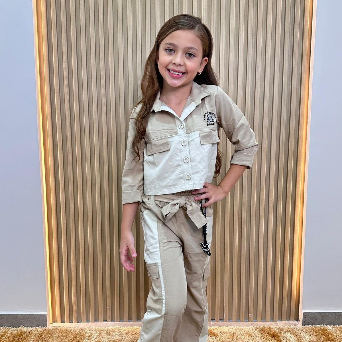 Conjunto Niña Cargo Beige Con Blusa Casual | Travesuras