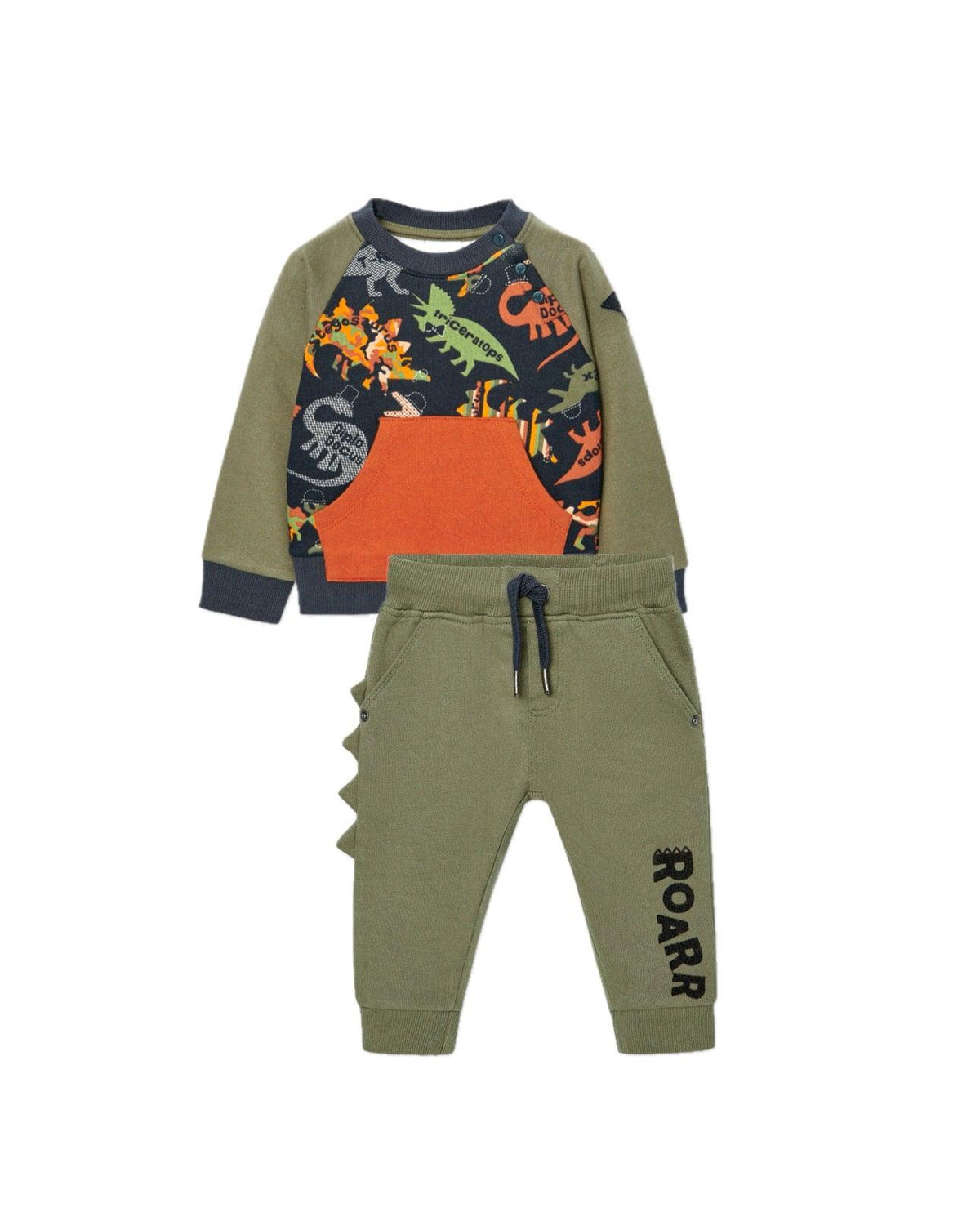 Conjunto Sudadera Felpa Dino Verde