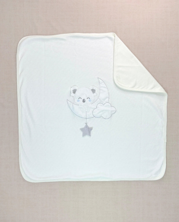 Set Primer Día Bordado Koala Blanco Cobija