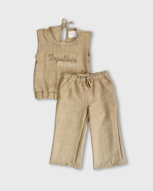 Conjunto Niña Pantalon Together Café 