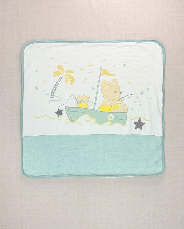 Set Primer Día Chaleco Oso Verde Cobija