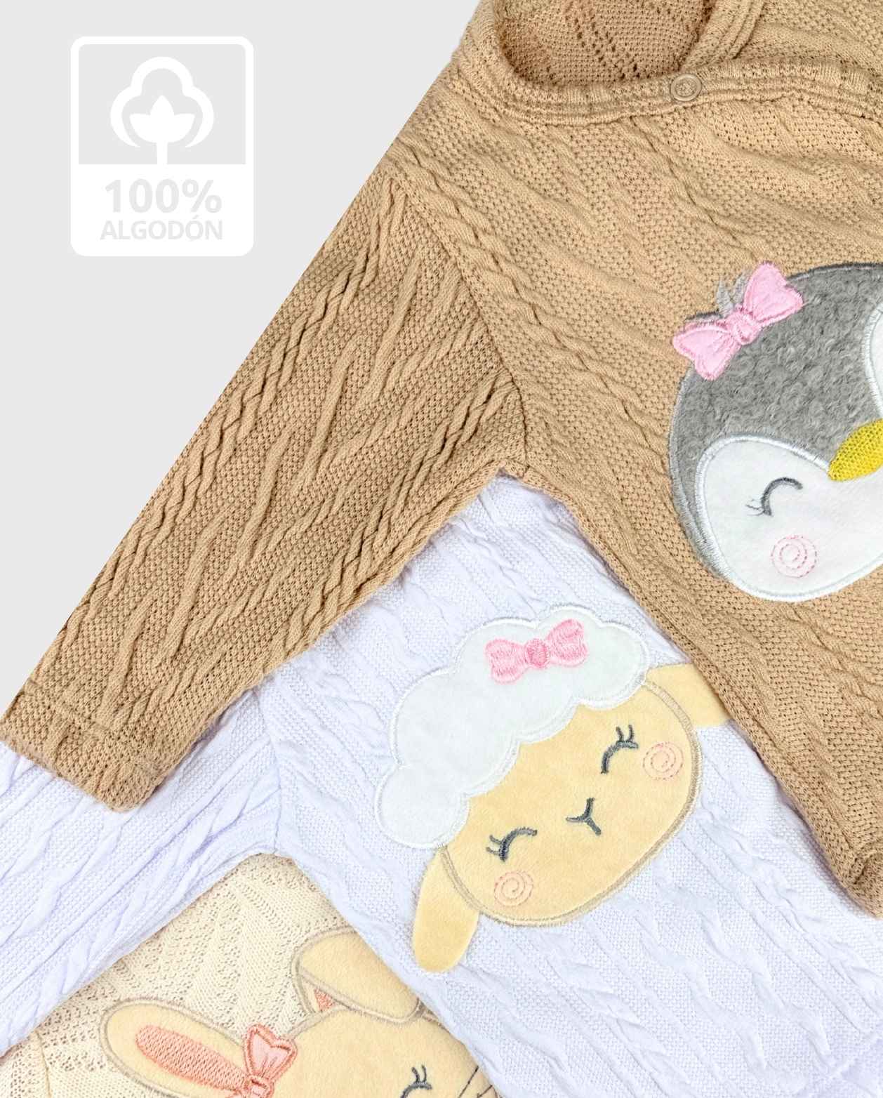 Semanario 100% Algodón y Tejido Animales Niña Detalle