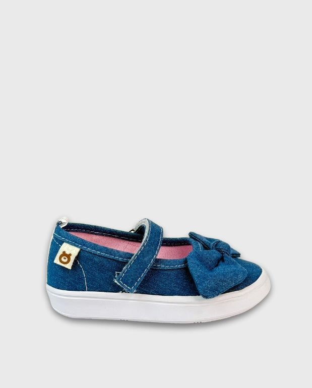 Baletas Estilo Denim Moño Melosos Blue