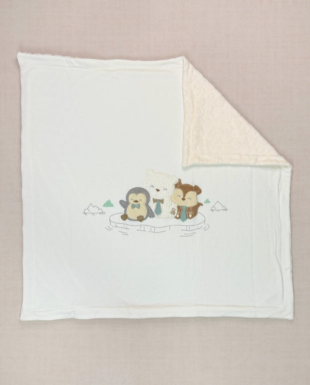 Set Primer Día Chaleco Animales Beige Cobija