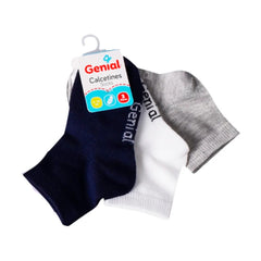 Set 3 Pares De Medias Tobillera Unicolor Unisex navy