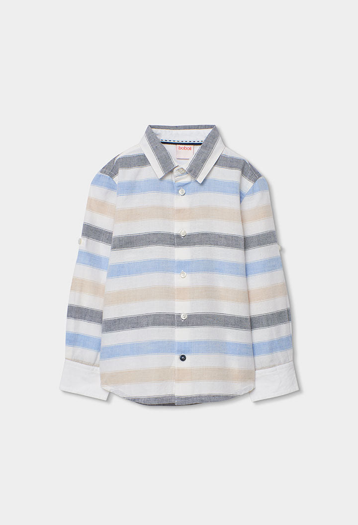 Camisa Rayas Azul Gris Boboli 