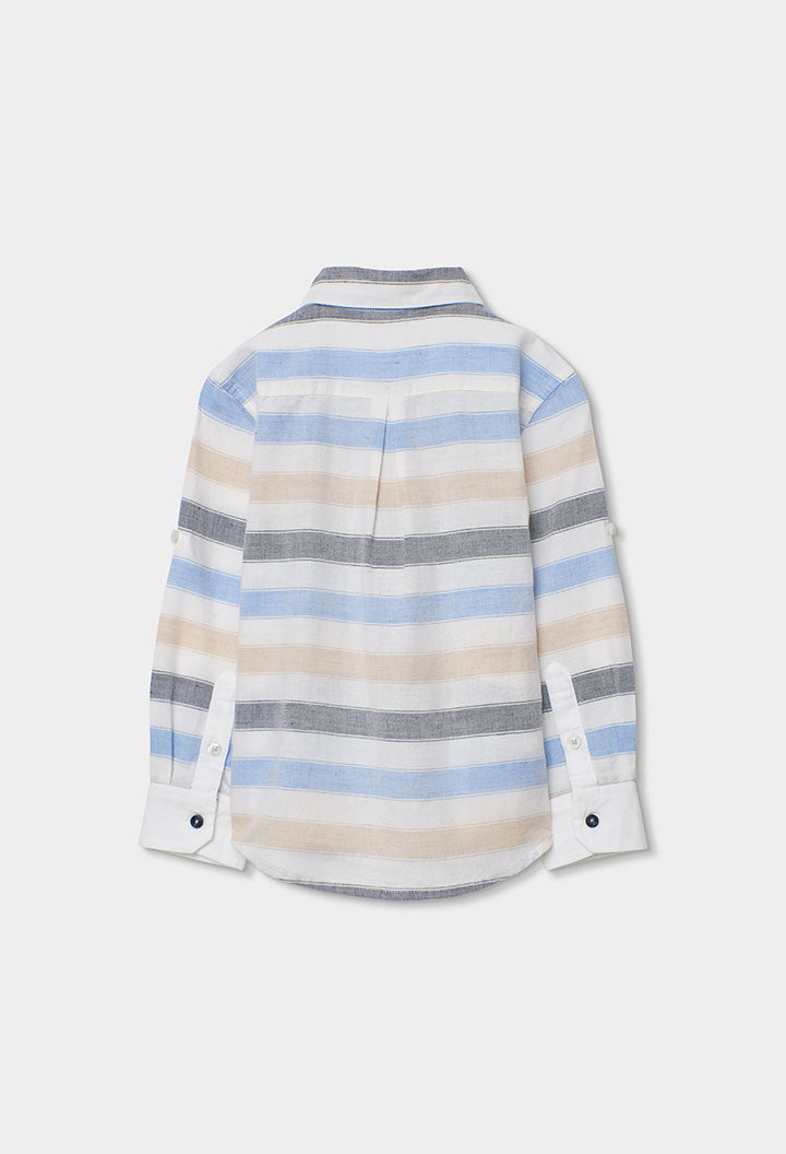 Camisa Rayas Azul Gris Boboli estilo