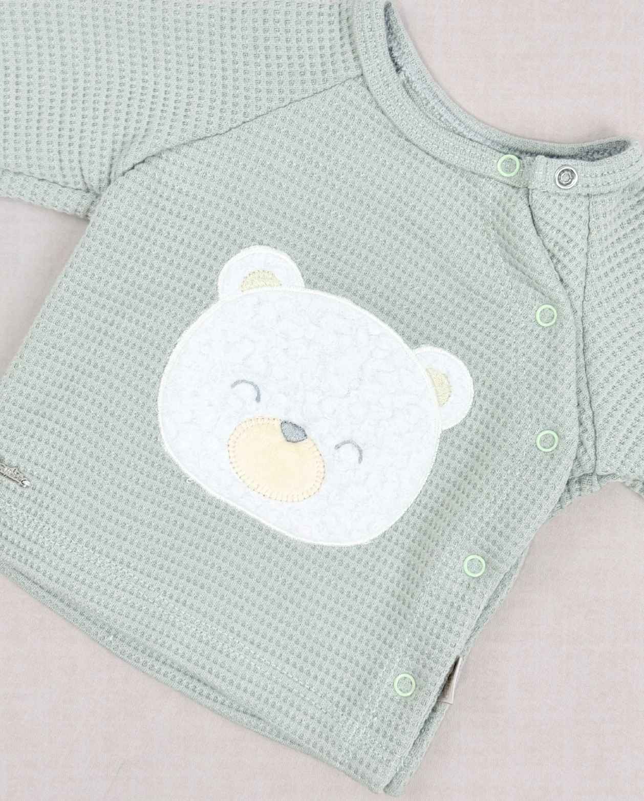 Set Primer Dia Estampado Osos Verde Green